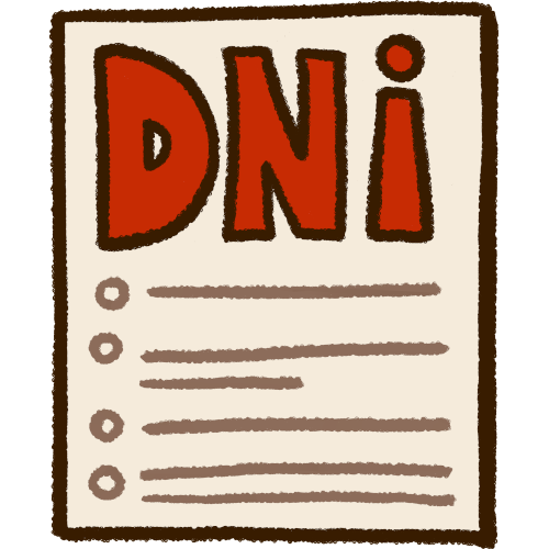  sheet of white paper with a bullet point list and at the top big writing of the letters D N i, being capital besides i.